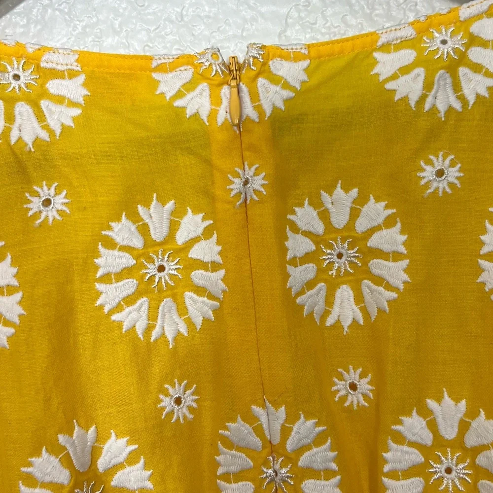 Tory Burch Embroidered Eyelet Ruffled Sunlight & New Ivory Top Blouse Yellow 4